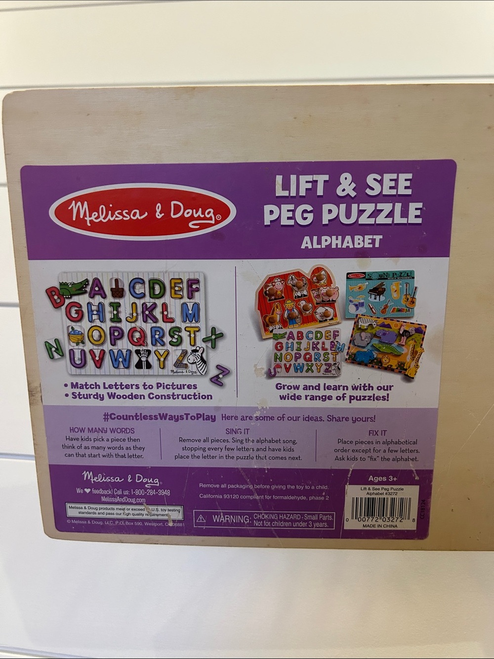 Melissa & Doug Alphabet & Number Lift and See Peg Puzzles - Picture 3 of 5